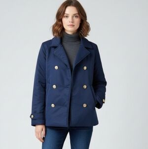 J. Crew Women's Pea Coat Puffer Jacket - Size XS Blue